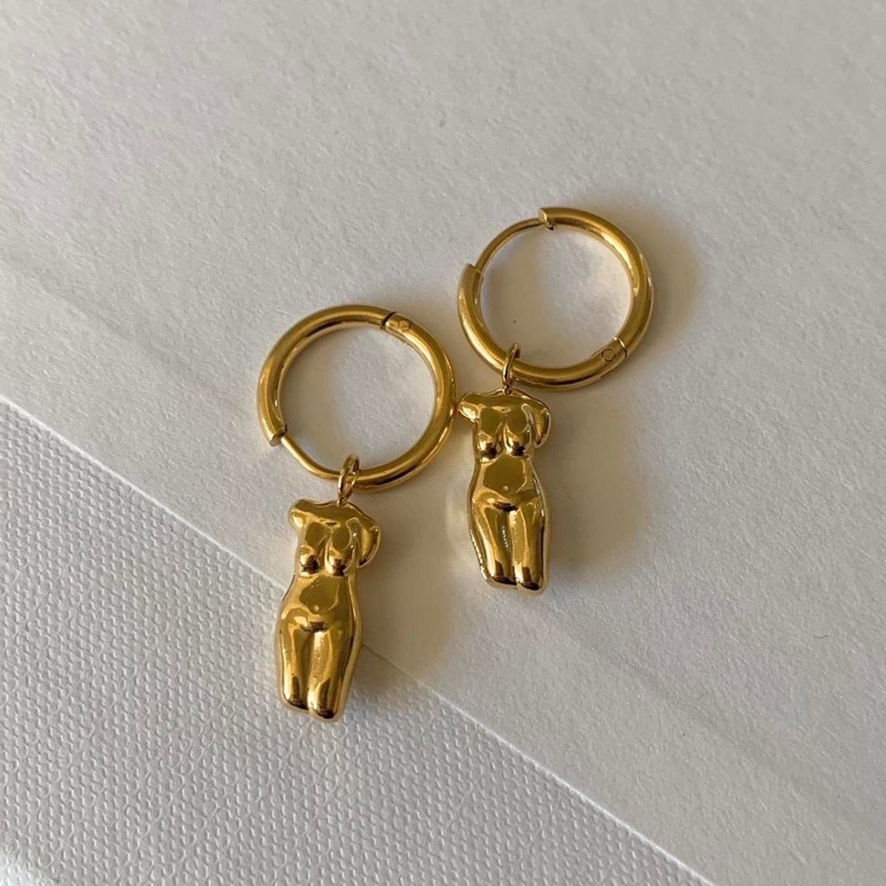 Female Silhouette Earrings, Female Body Earrings, Gold Dangle Earrings